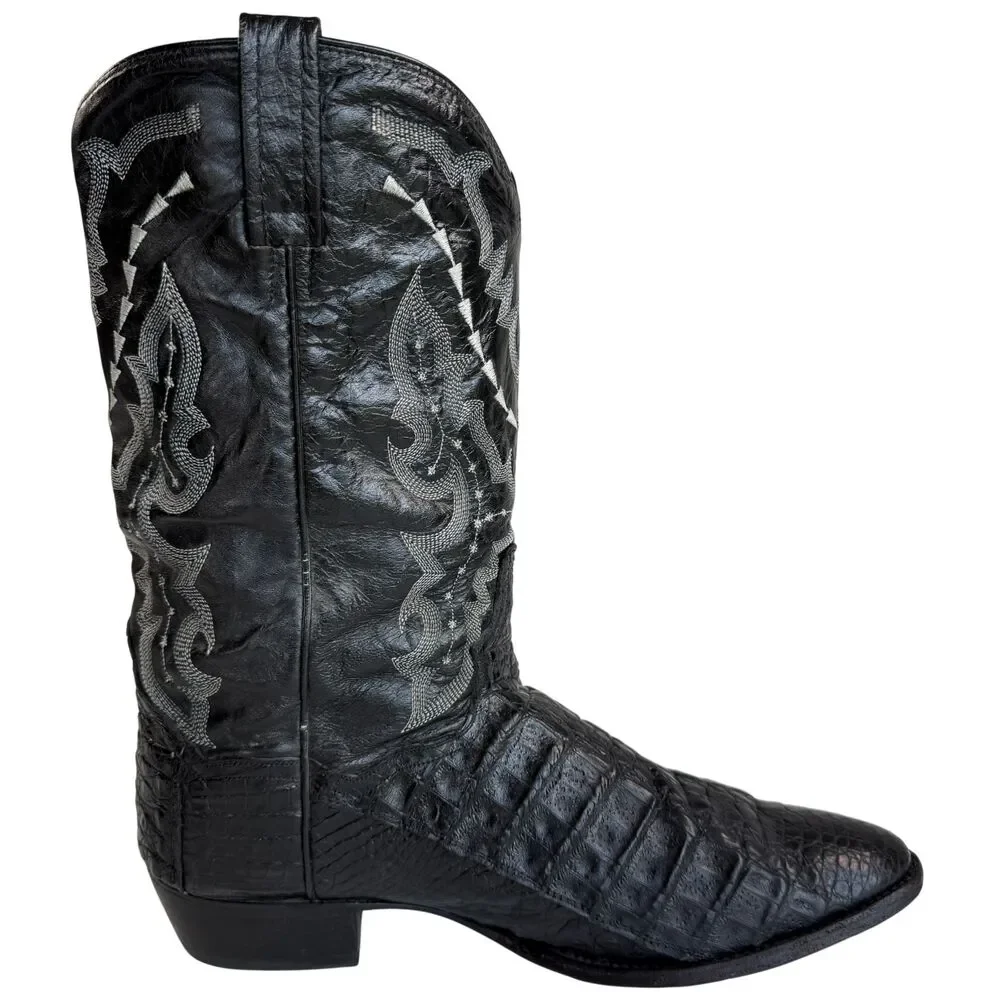 Dan Post Men's Exotic Genuine 2385 Black Caiman Crocodile Leather Boots 14 D